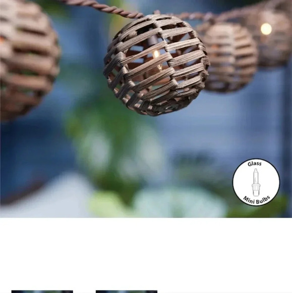 Allen + Roth  Brown Wicker Rattan Shade Design. 8.8 ft Plug In String Lights NIB - Picture 3 of 6